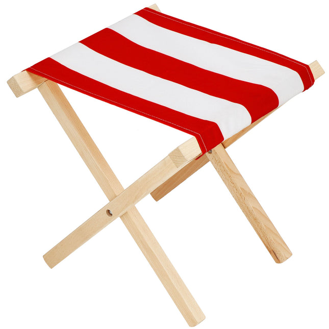 Campingkruk - Kampeerkruk - Viskruk - Voetensteun - Opvouwbaar - Rood/Wit