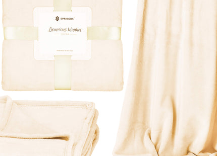 Plaid | Sprei | Deken | 220 x 200 cm | Pluche | Crème