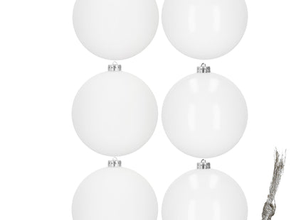 Kerstballen | 6 Stuks | 10 cm | Wit