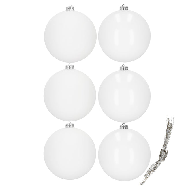 Kerstballen | 6 Stuks | 10 cm | Wit