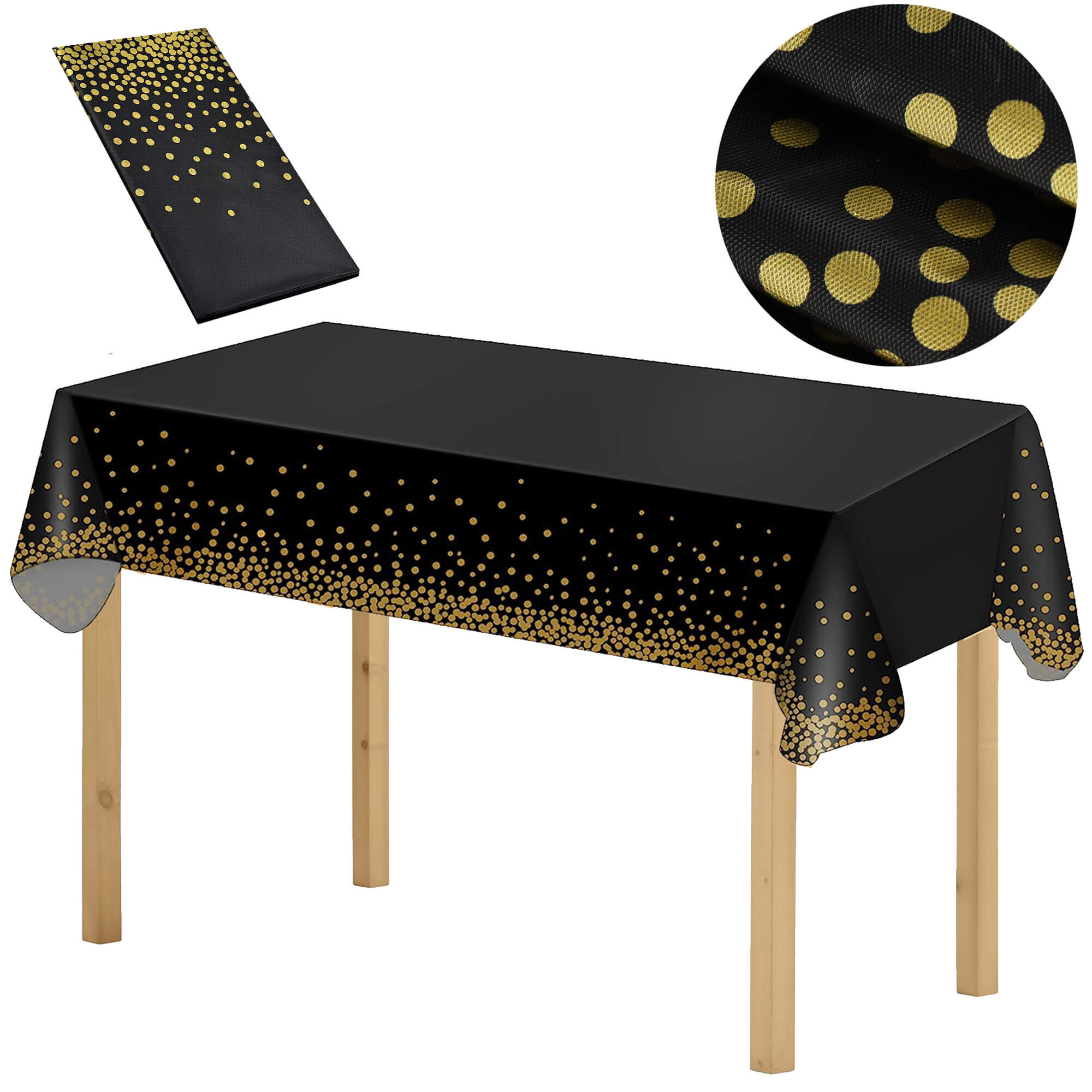 Tafelzeil - Tafelkleed - Waterdicht - Afwasbaar - Zwart - Goud - 272 x137 CM