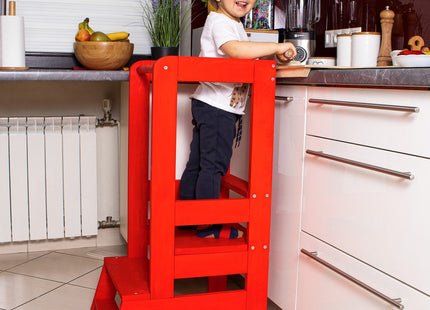 Leertoren Montessori | Leertoren Keukenhulp | Keukentoren | Leertoren Peuters | Stabiel | Rood