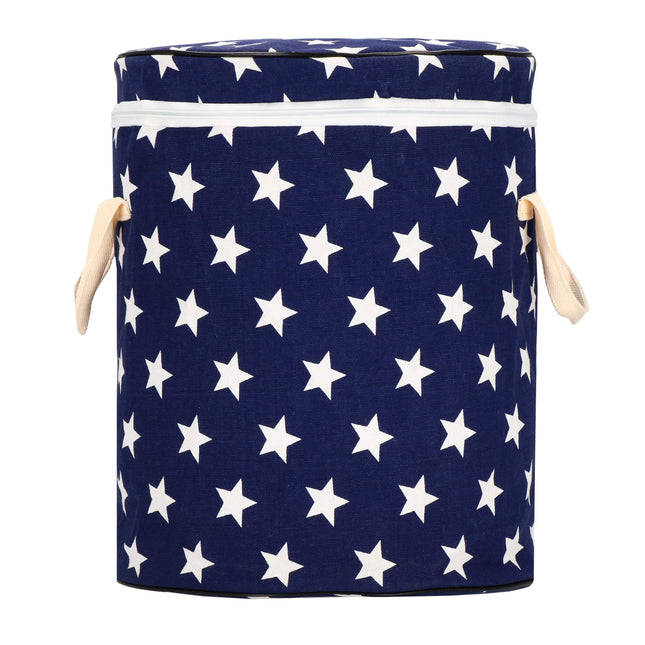 Opbergmand - Speelgoedmand - Kledingmand - Organizer - Deksel - Sterren - Handvatten - Blauw