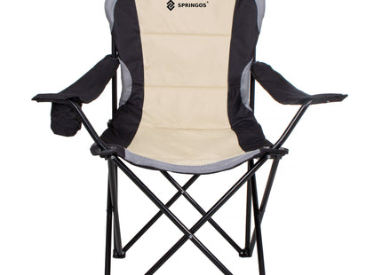 Campingstoel | Kampeerstoel | Vouwstoel | Inclusief Draagtas | Zwart/ Grijs / Crème