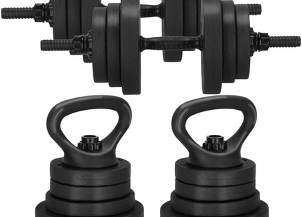 Dumbbellset - 6 in 1 Springos Kettlebell Pro Set - 20 KG - Halter Verlengstuk - Verstelbaar - Complete Set - Thuis Sporten - Zwart