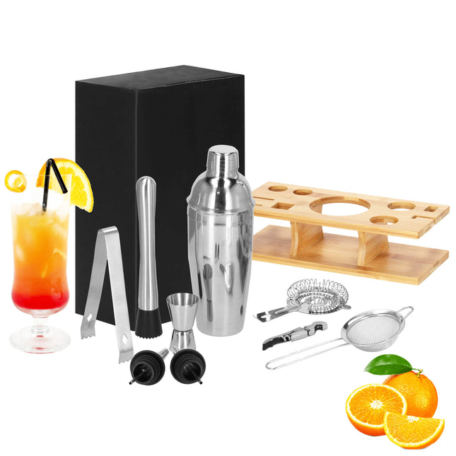 Cocktail Set | 11-Delige Cocktail Shaker Set | RVS | Zilverkleurig
