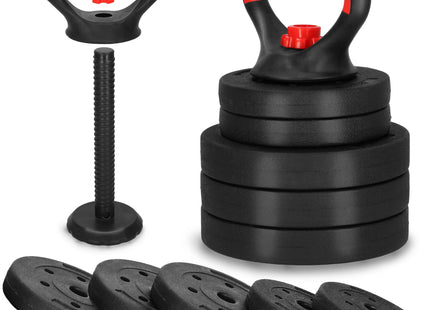 Kettlebells - Verstelbaar - 10 Kg - Set Van 5 Schijven - Zwart - Rood