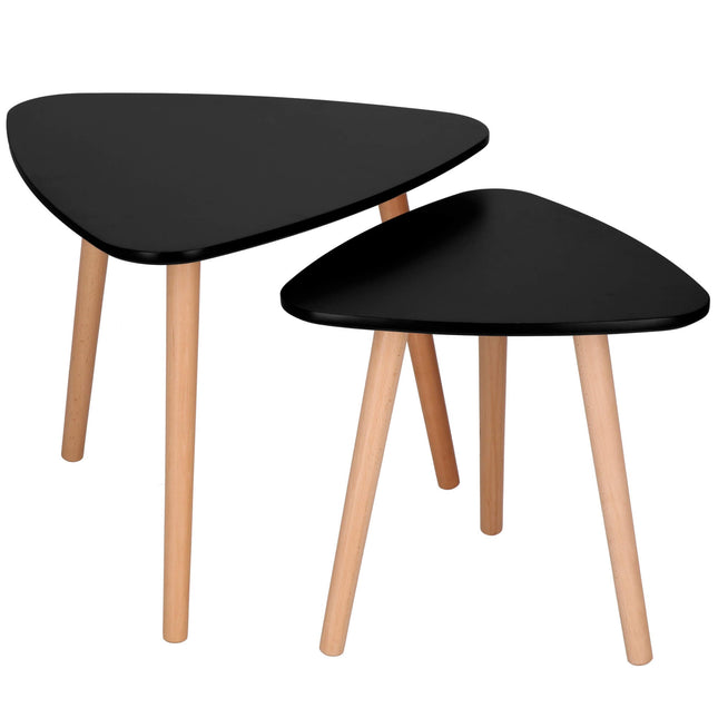 Salontafel - 2 Stuks - Scandinavische Stijl - Woonkamer - Eetkamer - Driehoekig - Zwart -