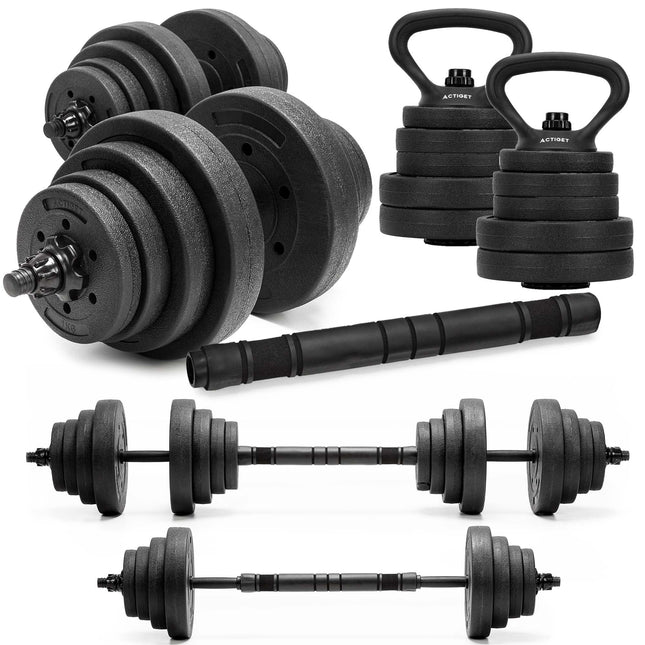 Dumbellset - Verstelbare Kettlebel - 30 KG - Trainings Set - Halter Verlengstuk - Verstelbaar - Complete Set - Thuis Sporten - Zwart