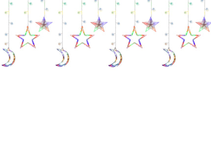 Lichtgordijn | IJspegel Verlichting | Inclusief USB En Afstandsbediening | 138 LED | Multicolor | Sterren | Maan