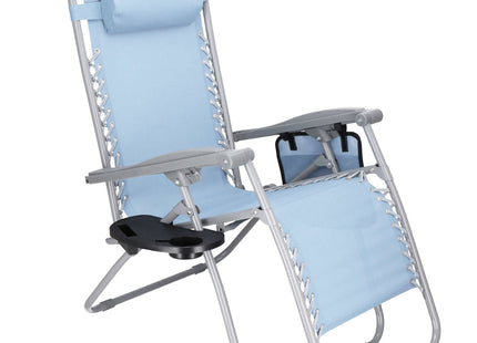 Tuinstoel | Ligstoel | Opvouwbaar | Verstelbaar | Ergonomische Hoofdsteun | Lichtblauw