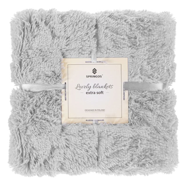 Plaid | Sprei | Deken | 160 x 200 cm | Pluche | Lichtgrijs