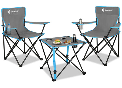 Camping Set | Kampeer Set | Campingtafel |  Campingstoel | Kampeerstoel | Op Vouwbaar | Inclusief Draagtas | Vissen | Blauw/Grijs