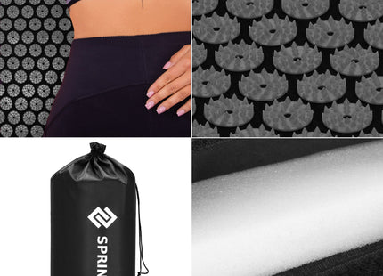 Acupressuurmat - Spijkermat - Lichaamsstimulator - Ontspanning - Massage  - Kussen - Zwart/Grijs