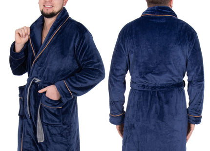 Badjas - Fleece - Marineblauw - Riem - Maat XXL