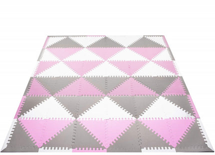 Speelmat | Speelmat Foam | Puzzelmat | 72 Puzzelstukken | 182 x 182 cm | Grijs/Wit/Roze