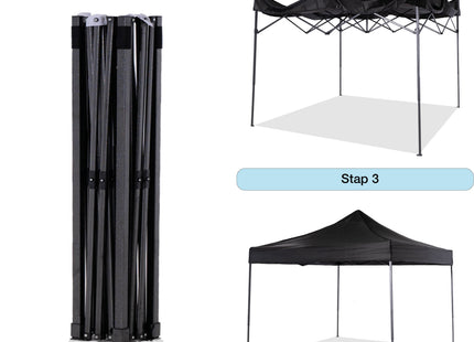 Partytent - 300x300x285cm - Hoogte Verstelbaar - PVC - Polyester - Harmonica- Frame -180-205 Doorgangshoogte
