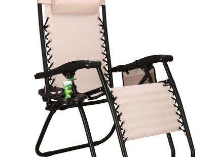 Tuinstoel | Ligstoel | Opvouwbaar | Verstelbaar | Ergonomische Hoofdsteun | Crème