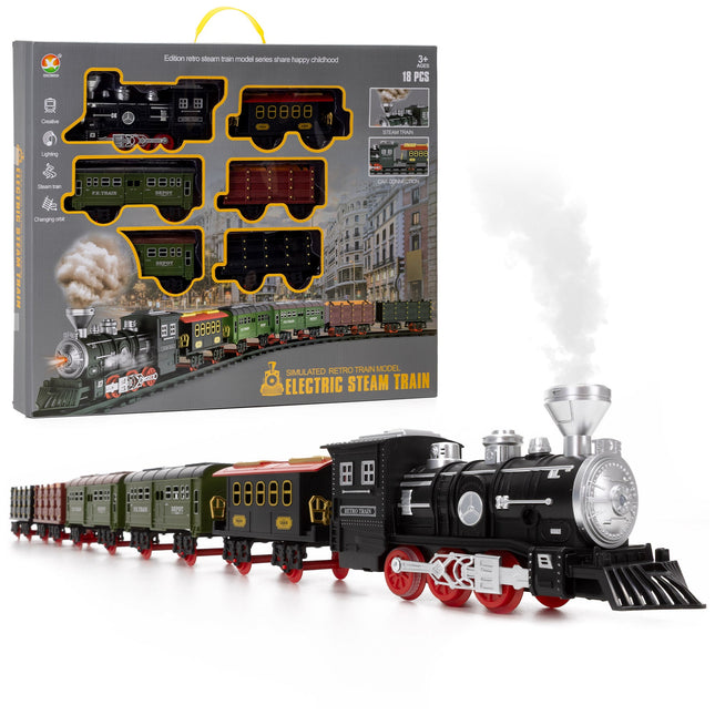 Springos® Speelgoedtrein - Stoomgeluid - Met afstandsbediening - 18 Delig