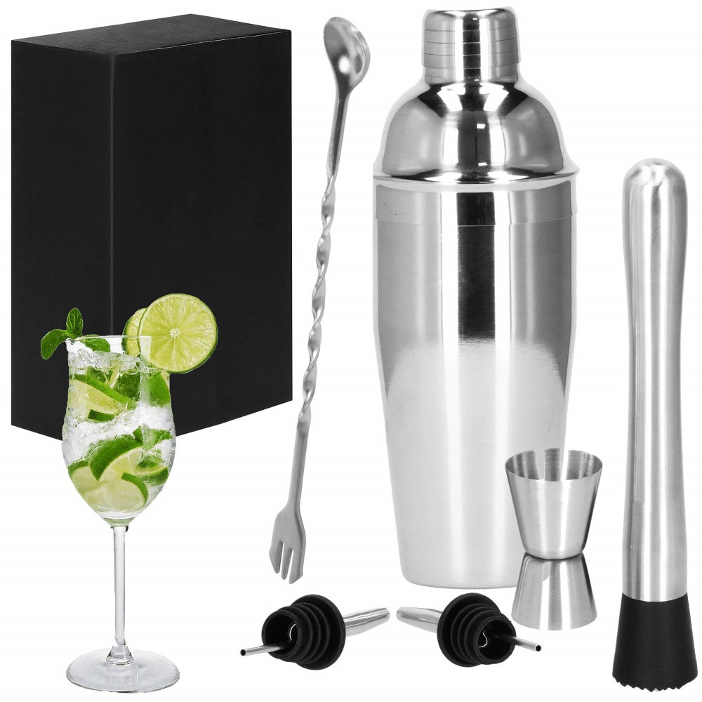 Cocktail Set | 6-Delige Cocktail Shaker Set | Cocktailset | Bartender set | RVS | Zilverkleurig