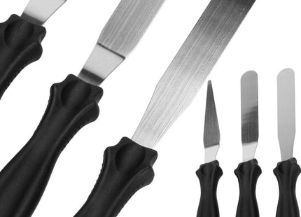 Spatel | Paletmes | 3 stuks | Zwart/Zilver