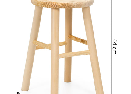 Kruk - Bijzet Krukje - Grenenhout - Lichtbruin - Rond - 120 Kg - 44 Cm