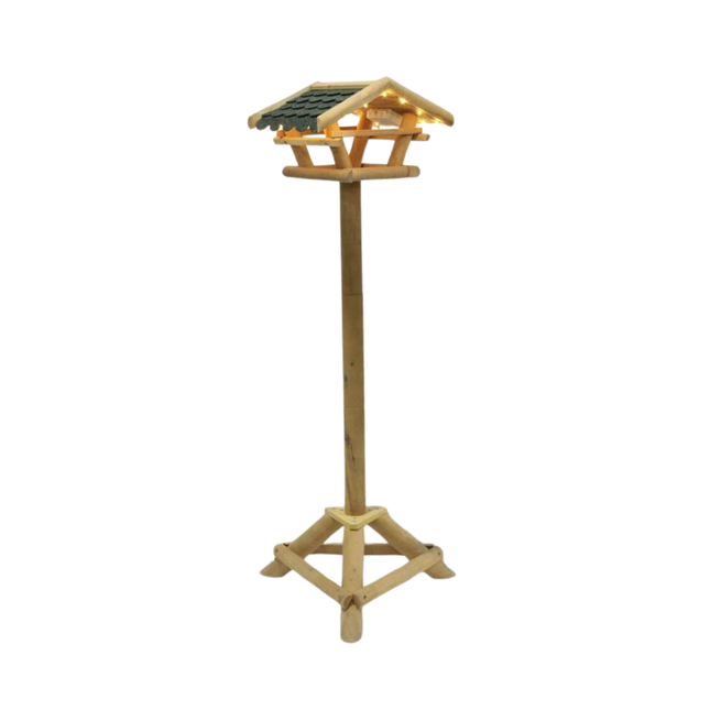 Vogelvoederhuis - Vogelvoederplek - Verlichting - Led - Vogelvoeding - Staand - Bruin - 28 x 37 x 120 cm