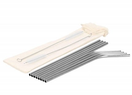 Metalen Rietjes | Herbruikbaar | RVS | Inclusief Etui & Reinigingsborstels | 8 Stuks | Zilver