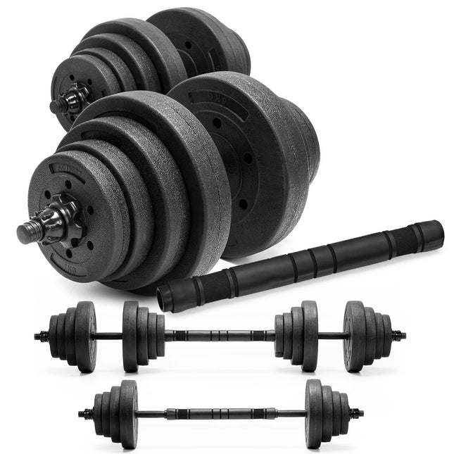 Dumbellset - 20 KG - Halter Verlengstuk - Verstelbaar - Complete Set - Thuis Sporten - Zwart
