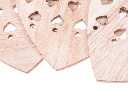 Kersthanger | Hart | Hout | 7 cm | 6 Stuks