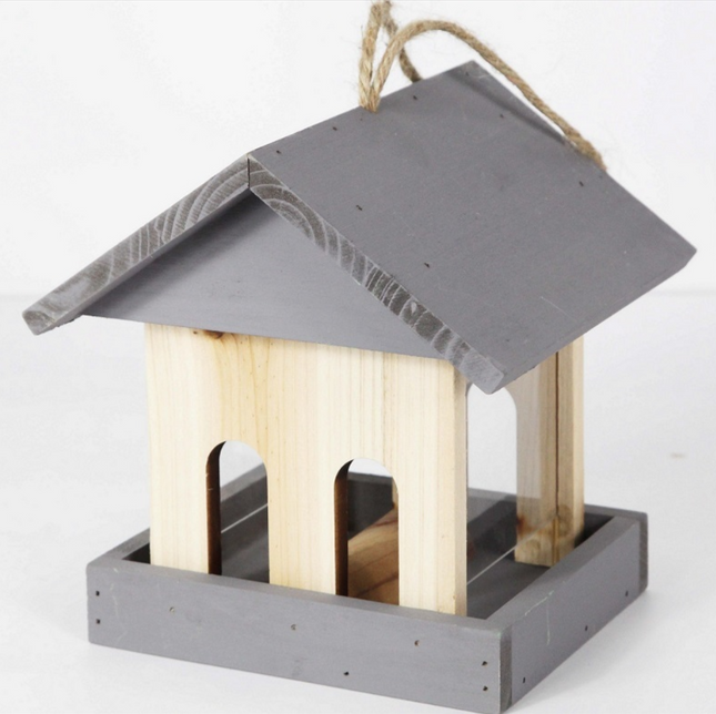 Vogelvoederstation - Voerbak - Hout - Grijs - 19 x 16 x 13.5 cm