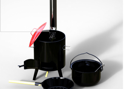 Goulashketel - Geëmailleerd - Kookpot - Scheplepel - 14 liter - Met Deksel - 92 x 35 x 45 cm - Zwart