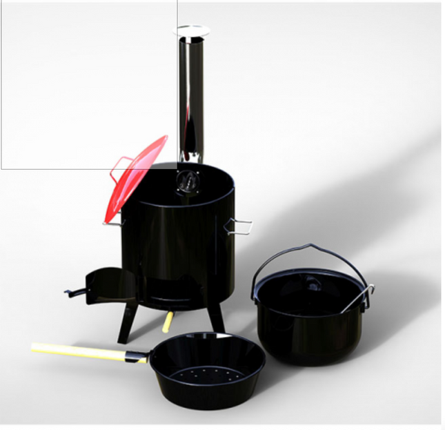 Goulashketel - Geëmailleerd - Kookpot - Scheplepel - 14 liter - Met Deksel - 92 x 35 x 45 cm - Zwart