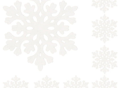 Kersthanger | Sneeuwvlok | Wit | Glitter | Kunststof | 8 cm | 8 Stuks