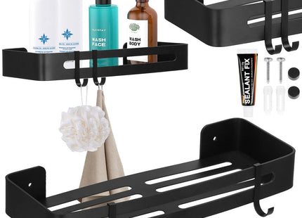 Doucherek | Badkamer Plank | Doucheplank | Aluminium | 32.5 cm | Zwart
