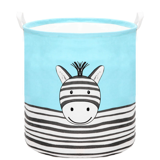 Opbergmand - Speelgoedmand - Kledingmand - Organizer - Handvatten - Zebra - Blauw -Zwart - Wit