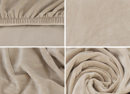 Velvet Stoelhoes - Voor Eetkamerstoelen - Met Stretch - Beige