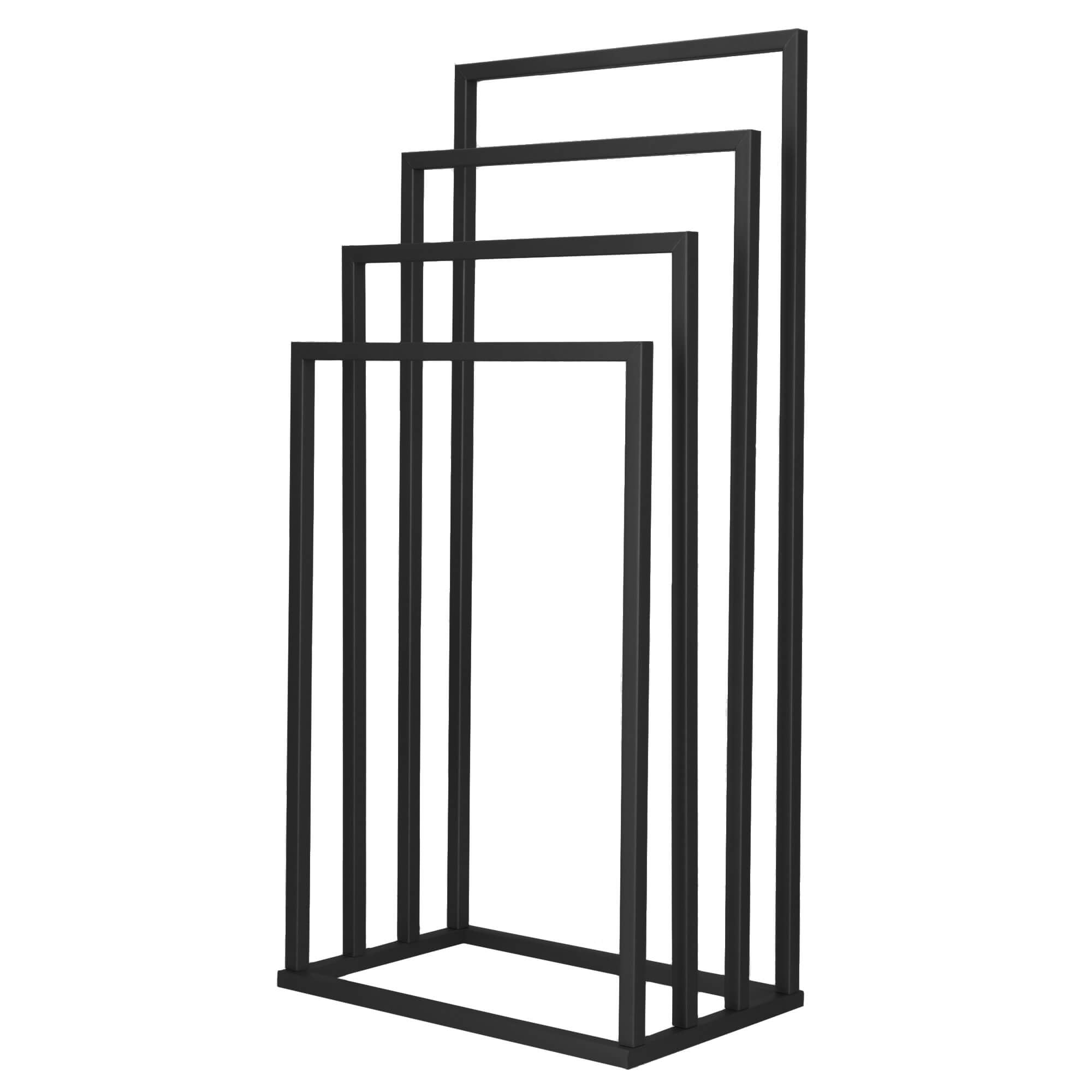 Handdoekrek - Badkamer - Handdoekstang - Handdoekhouder - Vier Armen - Metaal- Zwart