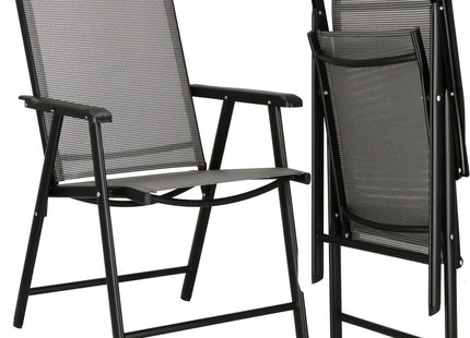 Tuinstoelen | Tuinstoelen | Verstelbare Rugleuning | Inklapbaar | Aluminium & Textileen | 2 Stuks | Zwart/Grijs