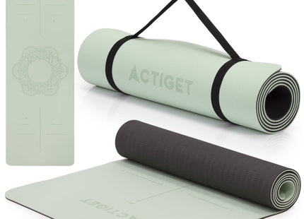 Actiget® Yogamat - Extra Dik - Inclusief Draagriem - 183 x 61 x 0,6 CM - Groen - TPE