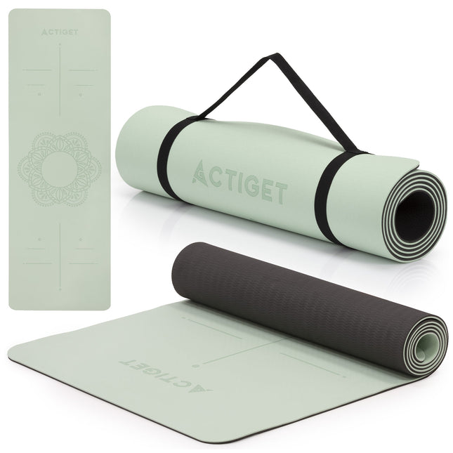 Actiget® Yogamat - Extra Dik - Inclusief Draagriem - 183 x 61 x 0,6 CM - Groen - TPE