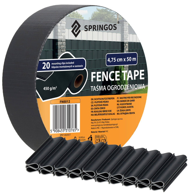 Vlechtband | Privacyfolie | Vlechtband Voor Tuinafsluiting | PVC | 50 m | 450 g/m² | 4,75 Cm | Antraciet