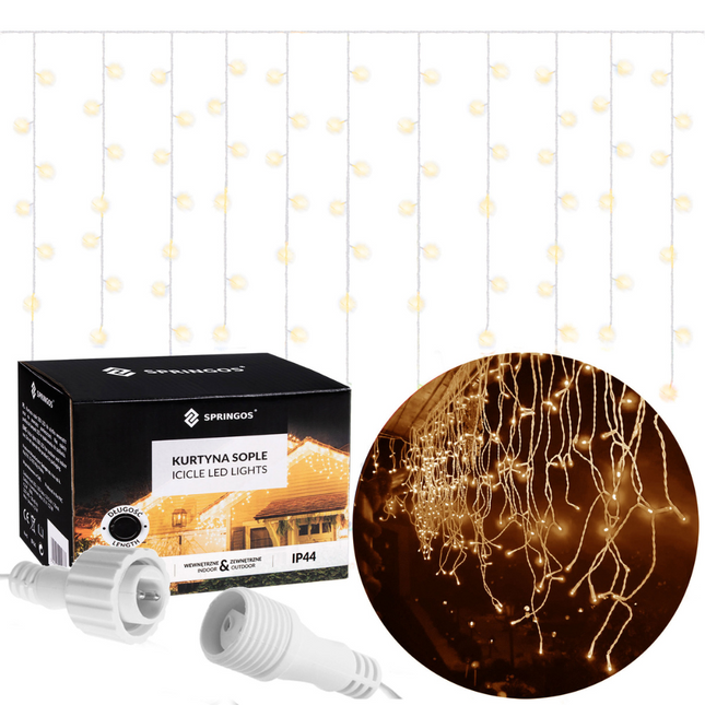 IJspegel Verlichting | 8 m + 2.5 m Snoer | 200 LED | Warm Wit | Koppelbaar