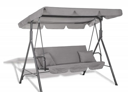 Schommelbank | Luna-Schommel | 3-zits | Waterafstotend | Inclusief 2 Kussens | Verstelbare Luifel | 170 x 110 x 150 cm | Grijs