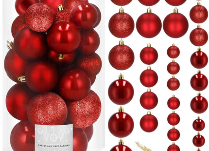 Kerstballen | 30 Stuks | 6/5/4 cm | Rood