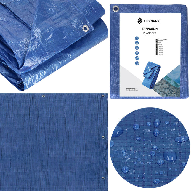 Afdekzeil | Dekzeil | Zeildoek | Waterdicht | PVC | 6 x 8 m | 60 g/m2 | Blauw