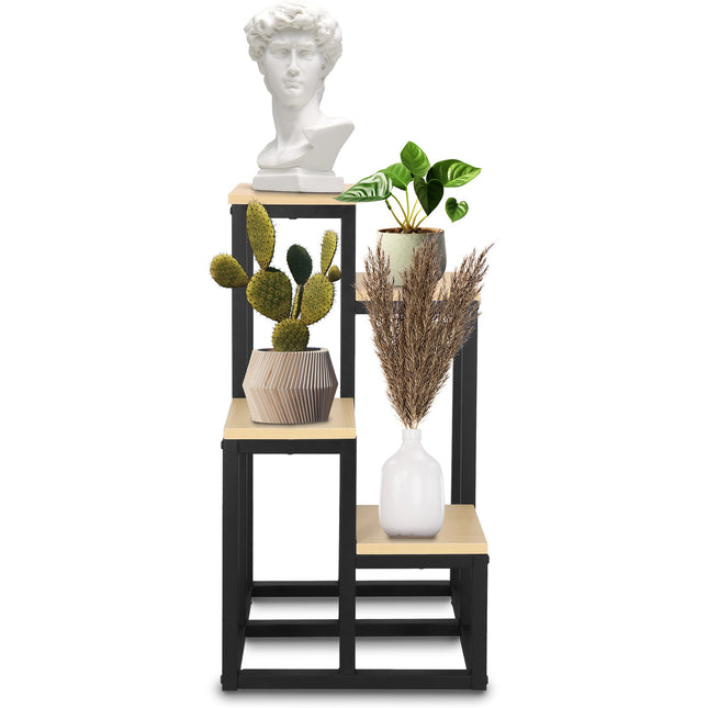 Plantenrek | Plantenstandaard | Plantentrap | 4 Niveaus | Hout | Zwart