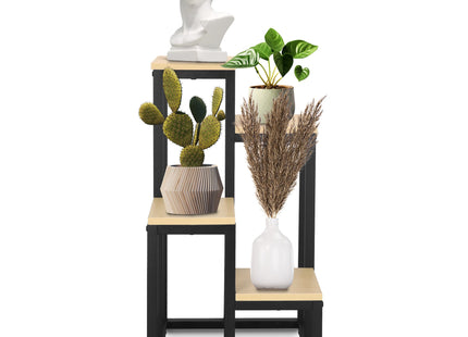 Plantenrek | Plantenstandaard | Plantentrap | 4 Niveaus | Hout | Zwart