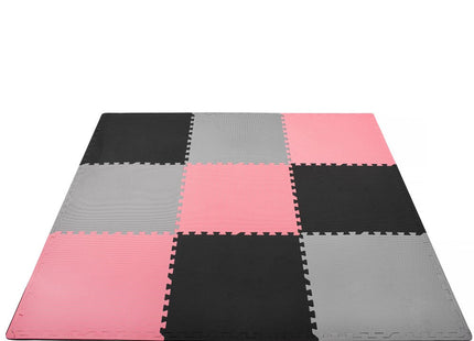 Speelmat | Speelmat Foam | Puzzelmat | 9 Puzzelstukken | Roze/Zwart/Grijs