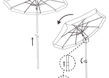 Parasol | Strand Parasol | Parasols | Opvouwbaar | 180 cm | Blauw/Wit
